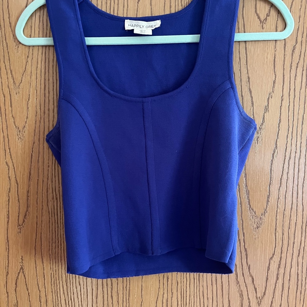 Vibrant Blue Fitted Crop Tank Top